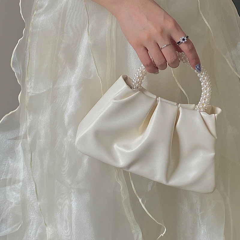 2024 Mini borsa a tracolla singola a spalla singola per telefono cellulare piegata alla moda da donna piccola perla_voghion.com
