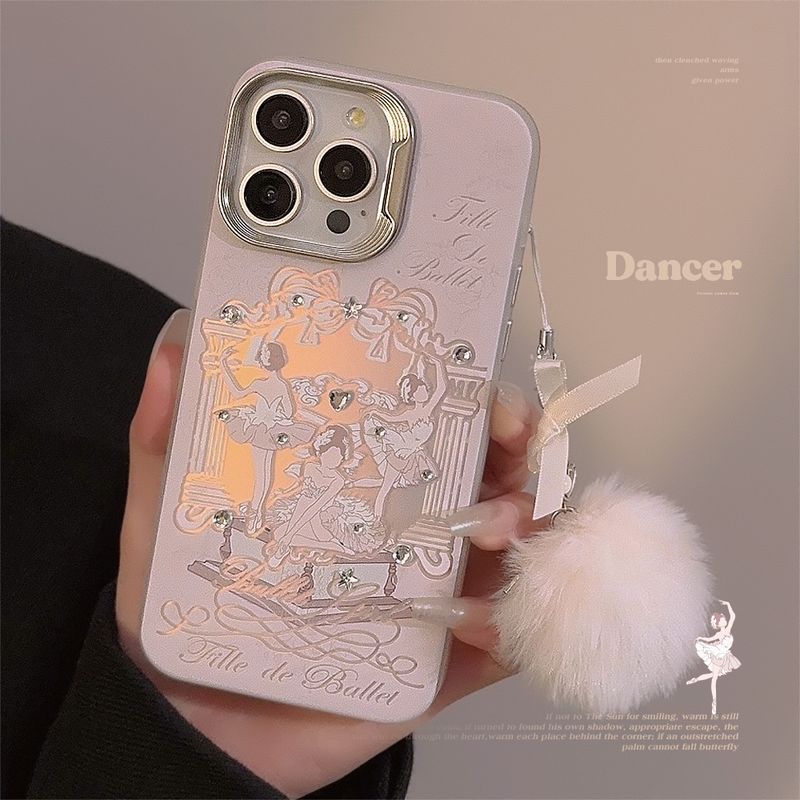 Pendentif pompon simple pour téléphone portable, coque pour iPhone, nœuds en dentelle, cordon en forme de cœur et de perles, accessoire exclusif pour jeune adulte_voghion.com
