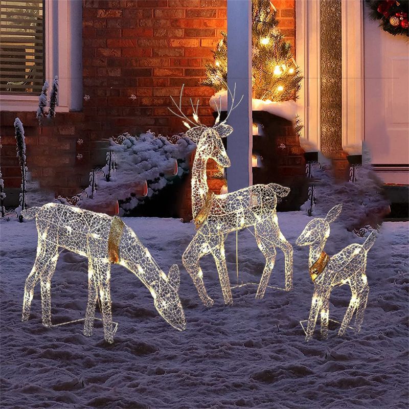 Noël mère et fils Elk Décoration de jardin ornements lumineux Art Elk Cerf Décoration de Noël_voghion.com