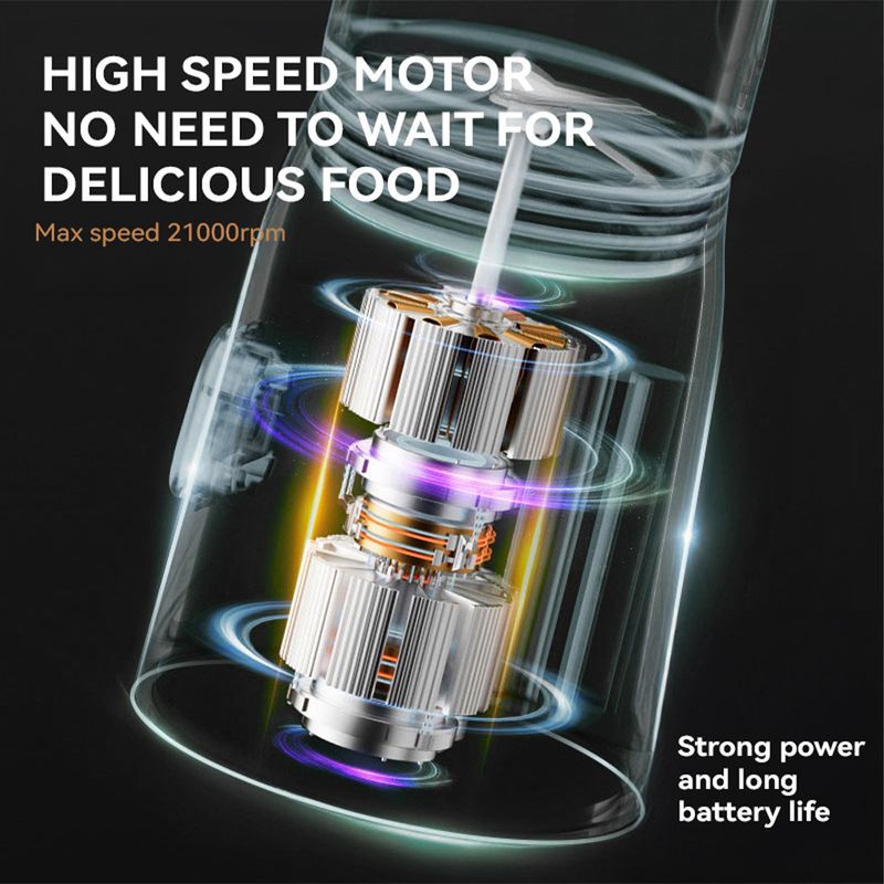 Tragbarer Mixer mit USB-Aufladung, 350 ml Mini-Smoothie-Maker und Entsafterbecher, BPA-freie Tritan-Flasche, für Shakes, Proteingetränke, Reisen, Fitnessstudio, Camping_voghion.com