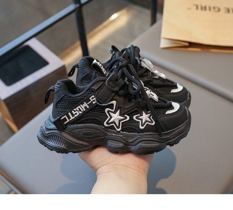 Sport in rete per bambini in cartone animato primavera 2024, nuovo papà antiscivolo con suola morbida per ragazzi e ragazze, scarpe da corsa casual_voghion.com