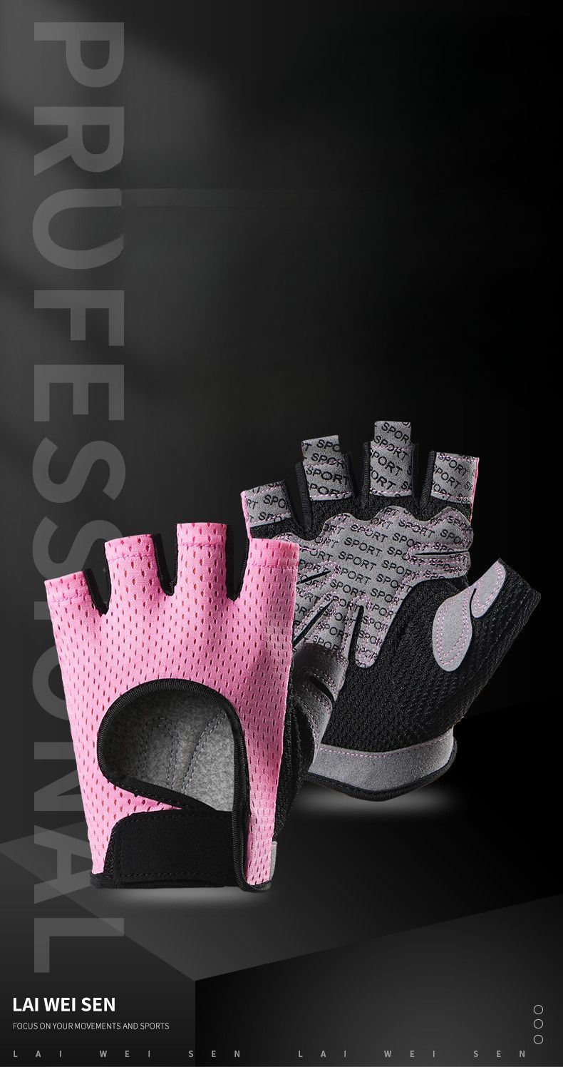 Guantes de medio dedo para deportes al aire libre, transpirables, para ciclismo, para hombre y mujer, con mancuernas, antideslizantes, resistentes al desgaste_voghion.com
