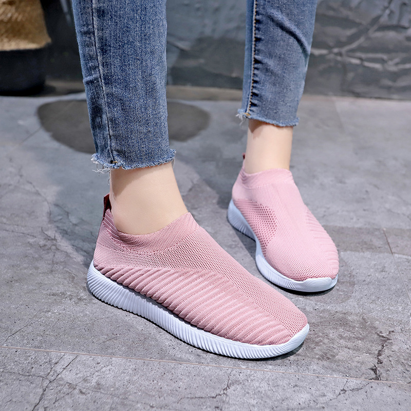 Große Mode Flying Weave Casual Damen Neue atmungsaktive Sport Laufschuhe Low Top Socken Schuhe_voghion.com