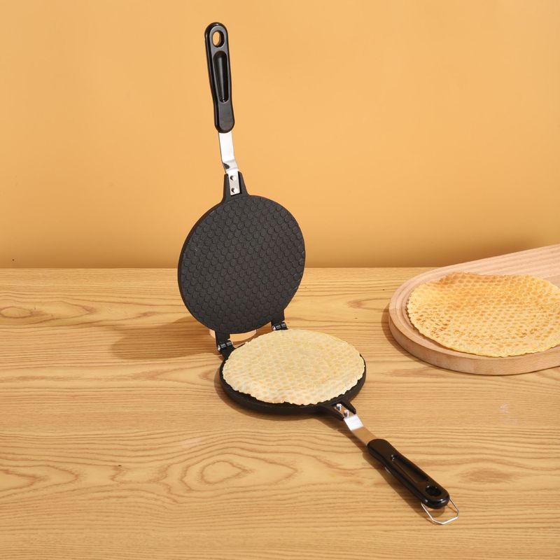 Non-Stick Egg Roll Waffle Cone Maker For Home Baking - Round Cake Cookie Mold With 17cm & 22cm Patterned & Plain Designs_voghion.com