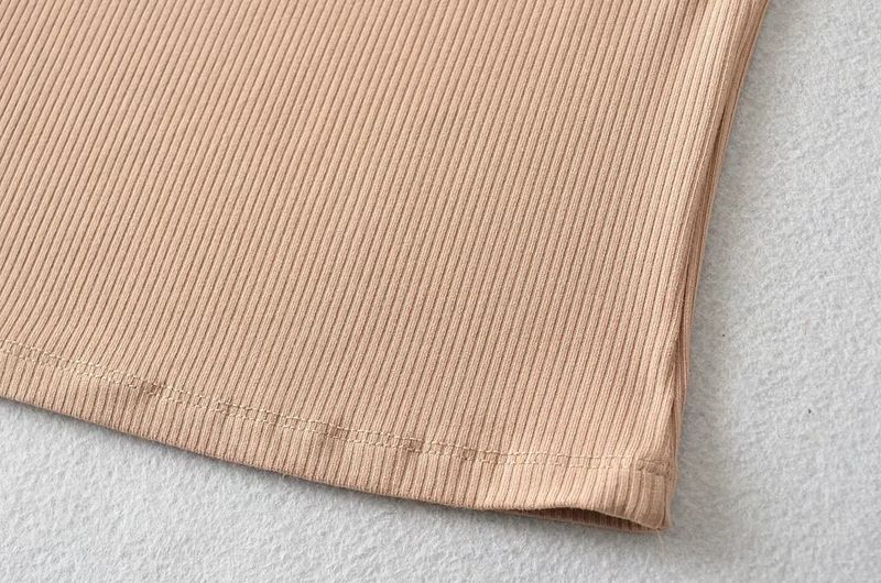 Camicia di base con design di nicchia in stile americano, vestibilità slim con spalle scoperte, incrociata, due piccole canottiere da donna_voghion.com