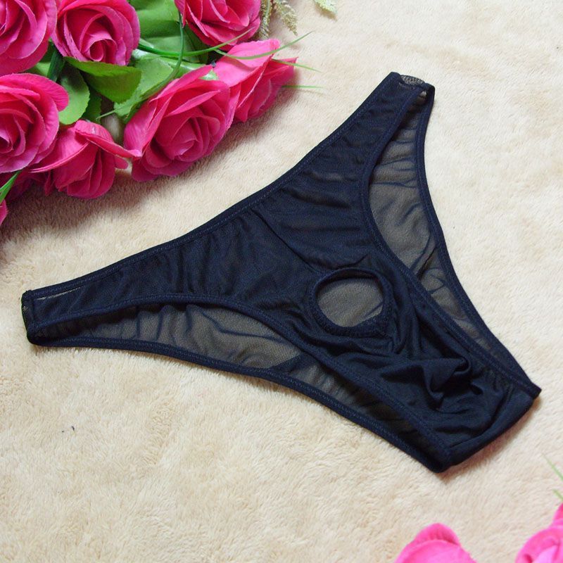 Erotisch ondergoed voor heren Doorschijnende slips Hoge elastische mesh Blootgestelde JJ Triangle-slips Thong T-broeken_voghion.com