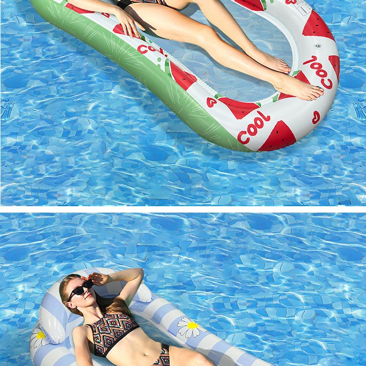 Shimmer Mermaid Tail Inflatable Lounger - Breathable Mesh Floating Bed With Pillow (Eco-Friendly PVC 180cm Quick-Dry & Portable For Pool/Beach)_voghion.com