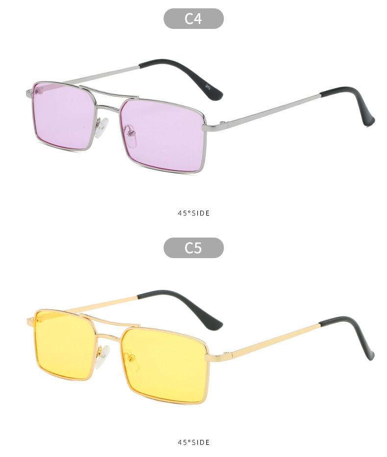 Dupla gerendás, négyzet alakú fém napszemüveg, divatos, minden egyezésű személyiségű napszemüveg férfiaknak és nőknek_voghion.com