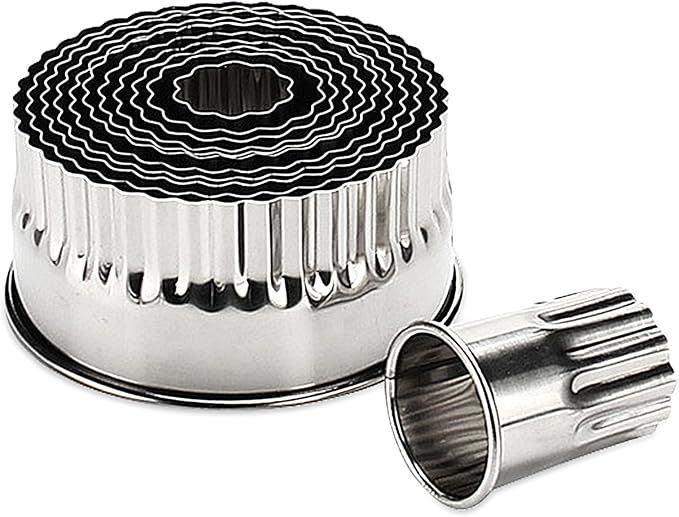 ROUND STAINLESS STEEL COOKIE CUTTERS, Fluted Cookie Cutters, Round Metal Baking Rings For Pastry, Biscuits&Dough Cutting, Multimary Round Biscuits Mold_voghion.com