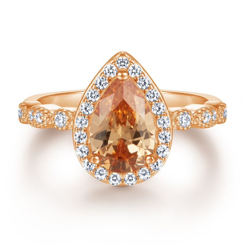 S925 Sterling Silver Ring Set – Teardrop Gemstone Light Luxury Jewelry For Women_voghion.com