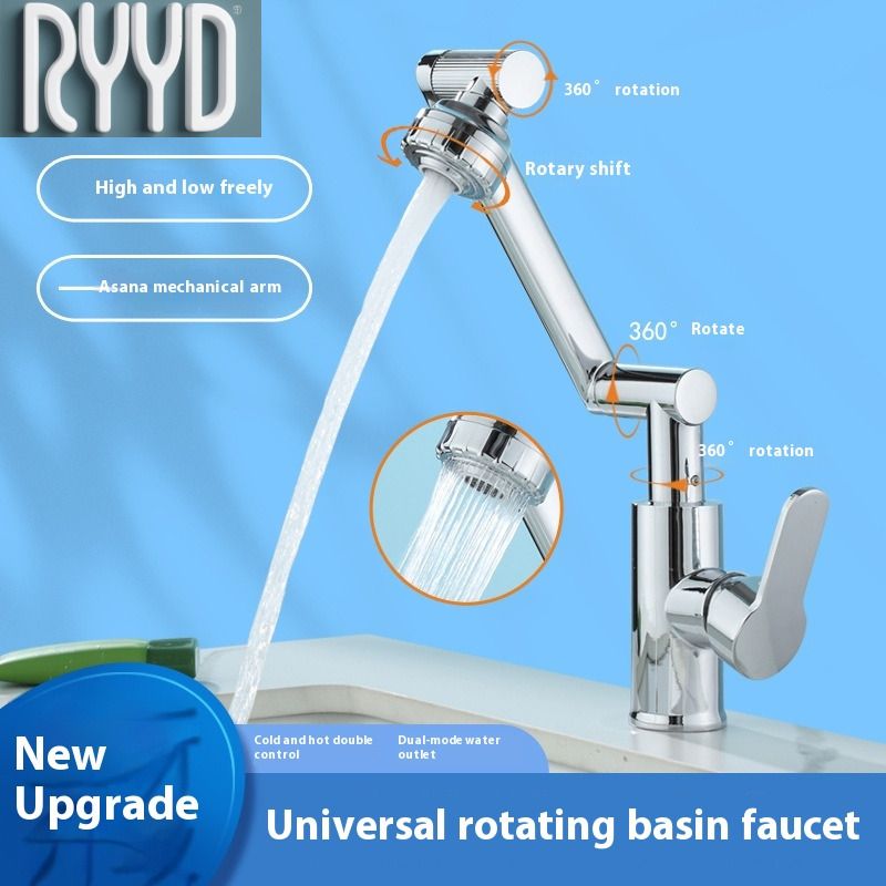 Robinet de lavabo chaud RYYD froid avec universel et sans angles morts, attirant la richesse, robinet pour chat, lavabo, armoire de salle de bain,_voghion.com