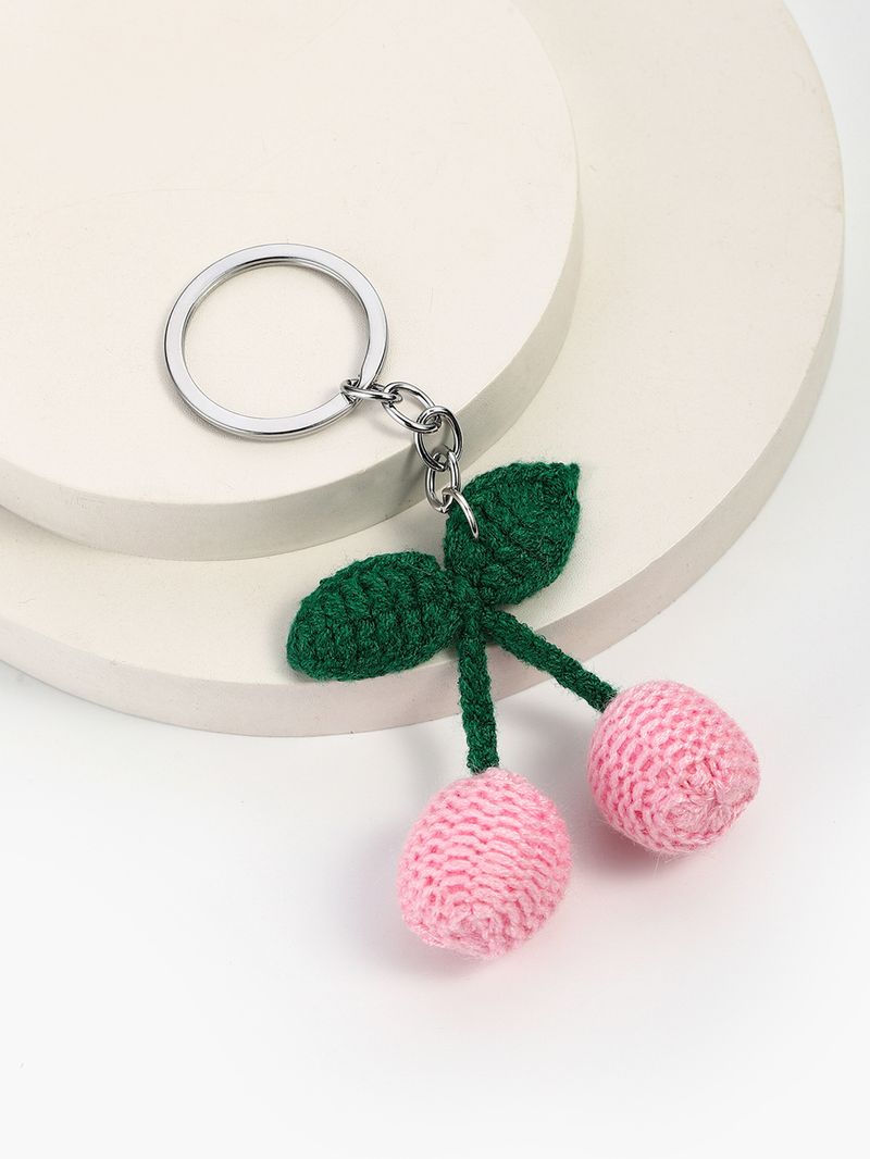Taschenanhänger, süßer handgemachter Woll-Strick-Kirsch-Anhänger, Handyanhänger, Schlüsselanhänger, Autoschlüssel, Taschenanhänger, Zubehör_voghion.com
