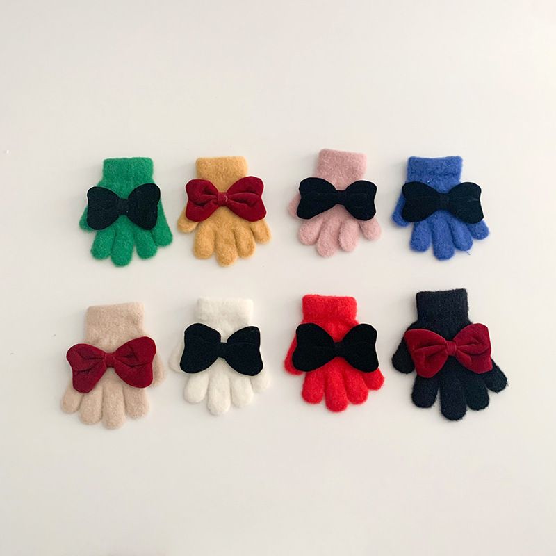 Guanti per bambini invernali carini fiocco Instagram per neonate caldi antivento guanti a cinque dita_voghion.com