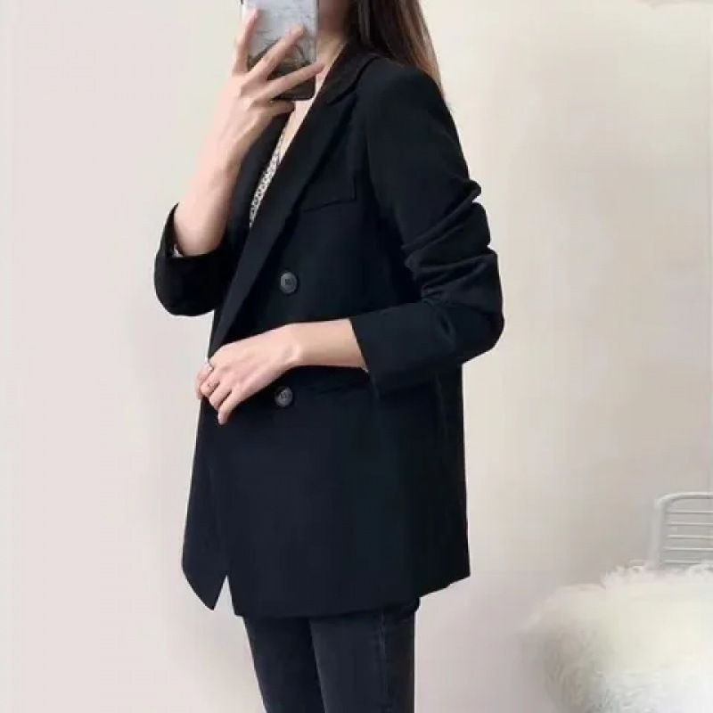 Giacca nera comoda e casual da donna, elegante e coreana, primavera-autunno, 2021, nuovo stile blazer_voghion.com