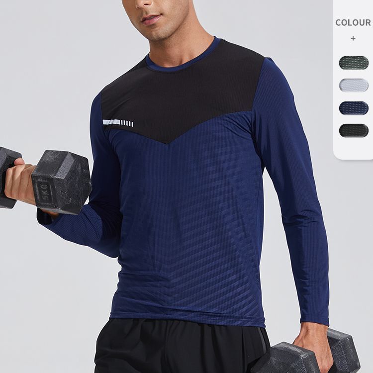 Nouveaux vêtements décontractés à manches longues pour hommes, à séchage rapide, avec bandes réfléchissantes respirantes et absorbant la transpiration_voghion.com