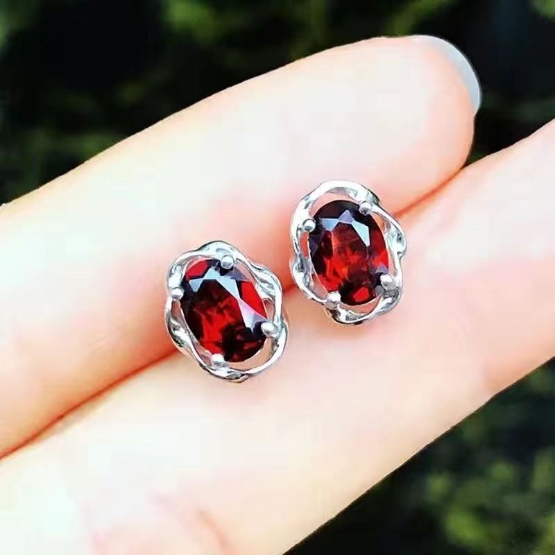 Einfache Frische Simulierte Rote Granat Aquamarin Topas Bunte Edelstein Mode Ohrringe Schmuck Für Frauen_voghion.com