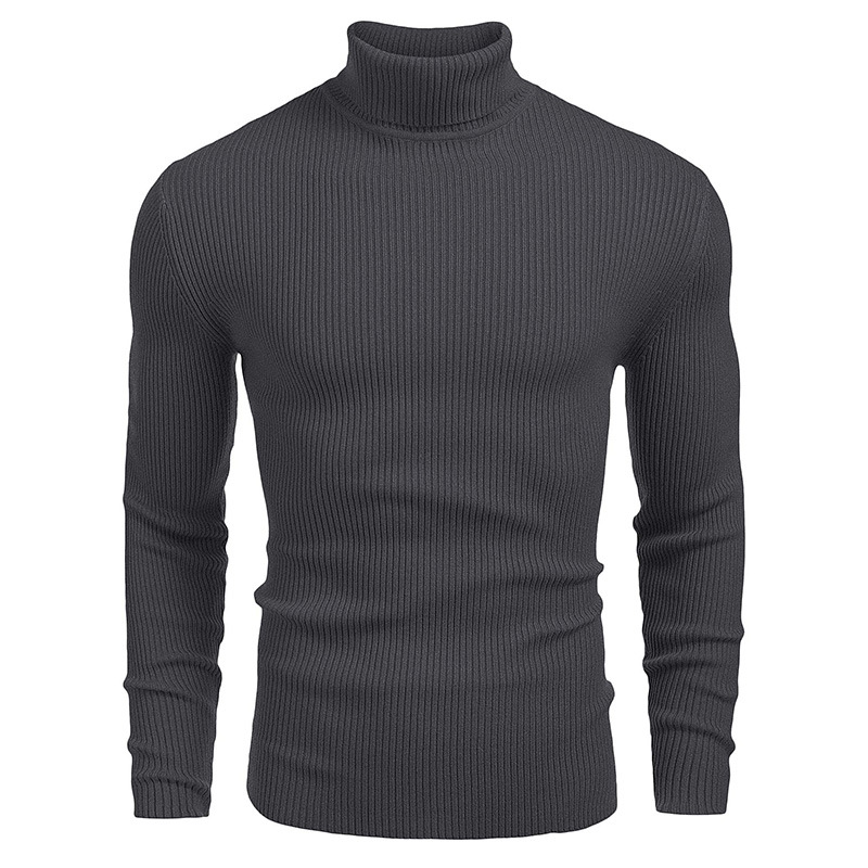 Light luxury original men's winter solid-coloured leisure high neck long-sleeved knitted bottoming shirt hot models_voghion.com