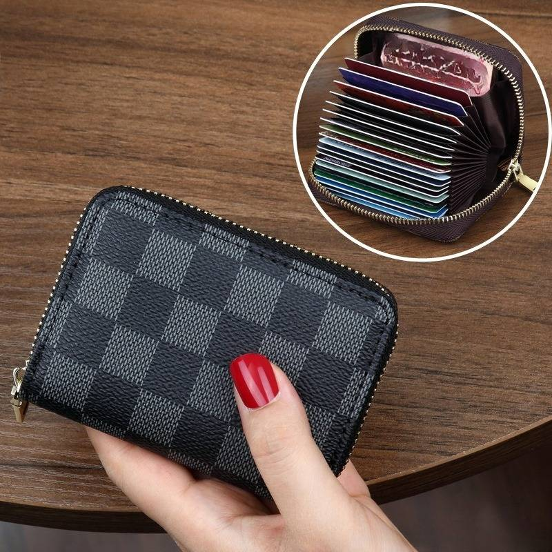 Anti-demagnetizacijos kelių kortelių lizdas didelės talpos kortelių laikiklis vyrams ir moterims vairuotojo pažymėjimas banko kortelių laikiklis mažas kortelių laikiklis užtrauktukas piniginė_voghion.com