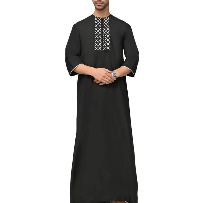 Men's Clothing Arab Men's Robe Wholesale European And American Muslim Short Sleeved Embroidered Clothing_voghion.com