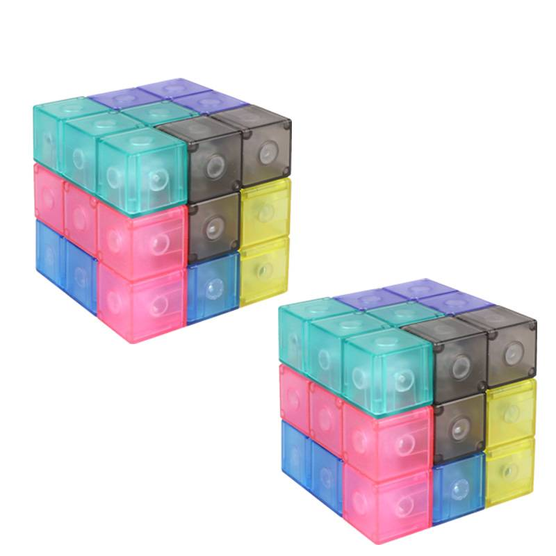 Kreatives, vielgestaltiges DIY-Magnetwürfel-3D-Puzzle-Set aus Kunststoff – Magisches 3D-Magnet-Lernspielzeug und Zauberwürfel_voghion.com