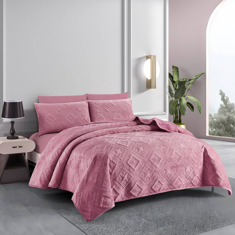 CG23 Crystal Velvet Checkered Bed Cover Set, Suitable For Bedrooms And Living Rooms (1* Duvet Cover +2* Pillowcase, No Duvet Core Or Pillow Core)_voghion.com