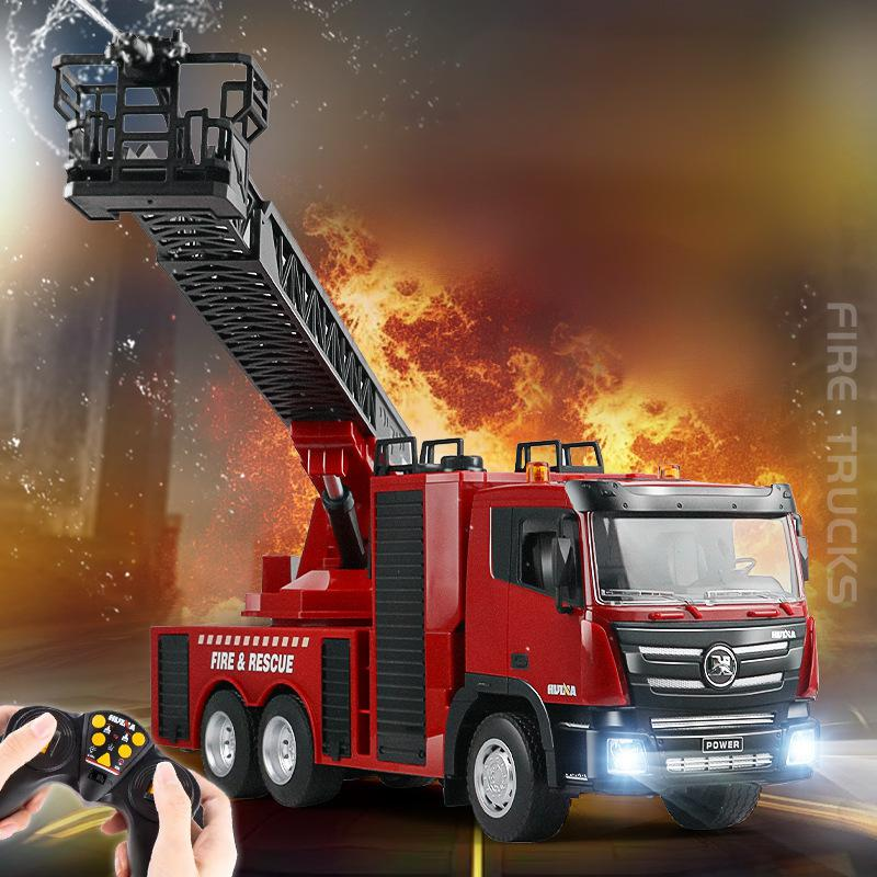 Mother & Kids 1:18 Scale 9-Channel Remote Control Alloy Fire Truck Realistic Design LED Lights Premium Construction Vehicle Toy For Kids & Collectors_voghion.com