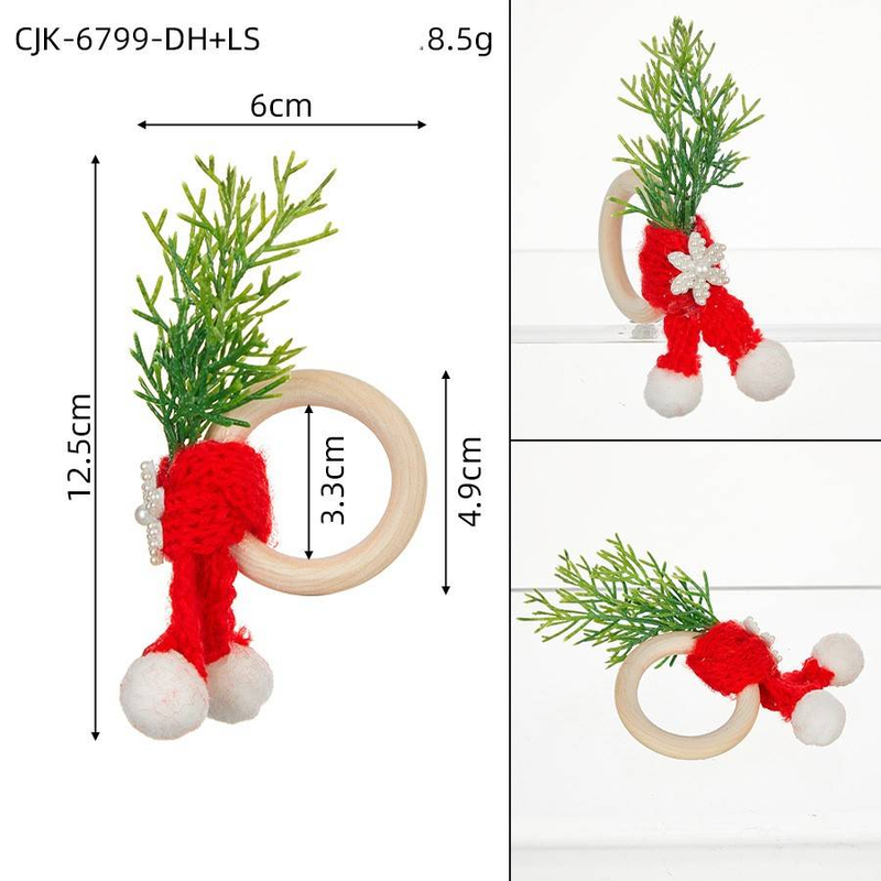 Christmas Mini Scarf, Napkin Buckle, Red Hat, Napkin Ring, Wine Bottle Decoration Ring, Christmas Ornaments_voghion.com