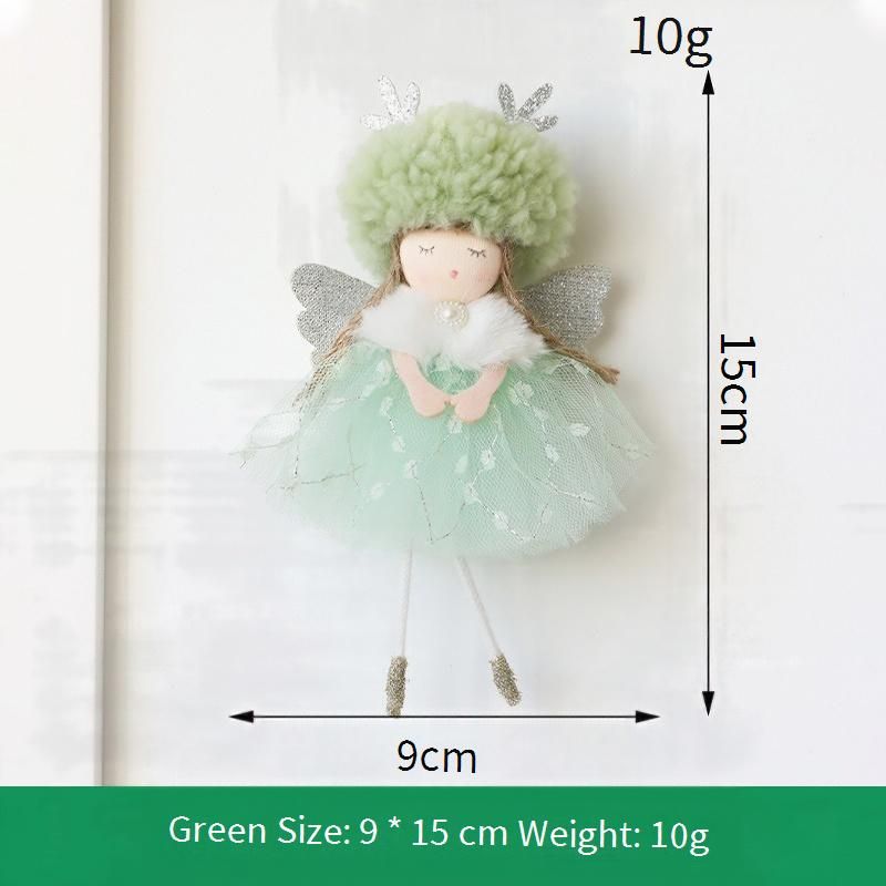 Enchanting Angel Girl Christmas Ornament – Fluffy Tulle Skirt & Antler Wings For Festive Tree Decor (Green/White/Pink)_voghion.com