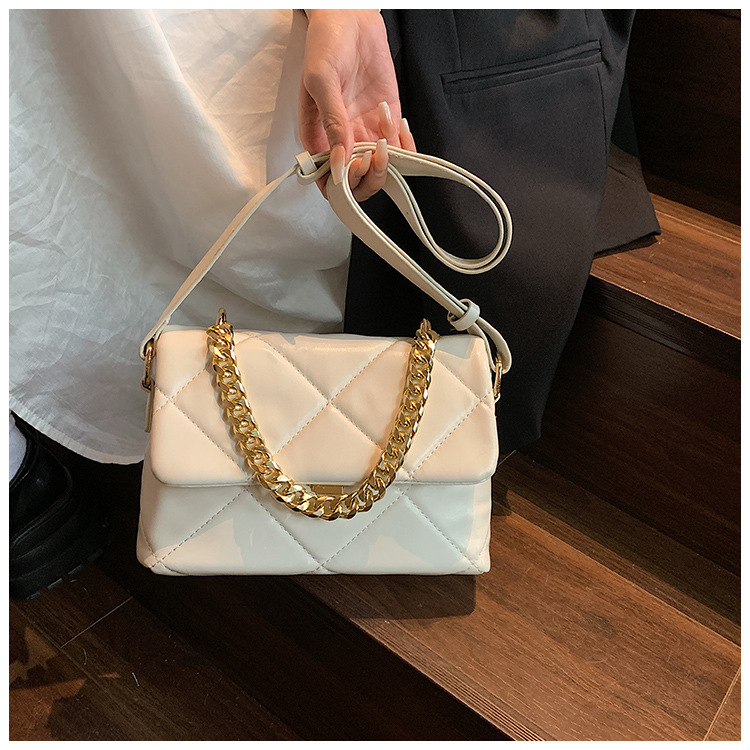 Borsa da donna New S a spalla singola Borsa a tracolla in argento squisito di fascia alta Borsa quadrata piccola con tracolla larga_voghion.com