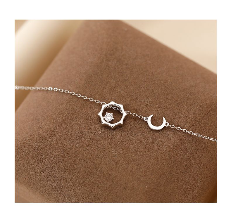 Sterling Silver Sun And Moon Necklace For Women, Light Luxury Niche High-End Design Sense, Collarbone Sweater Chain,_voghion.com