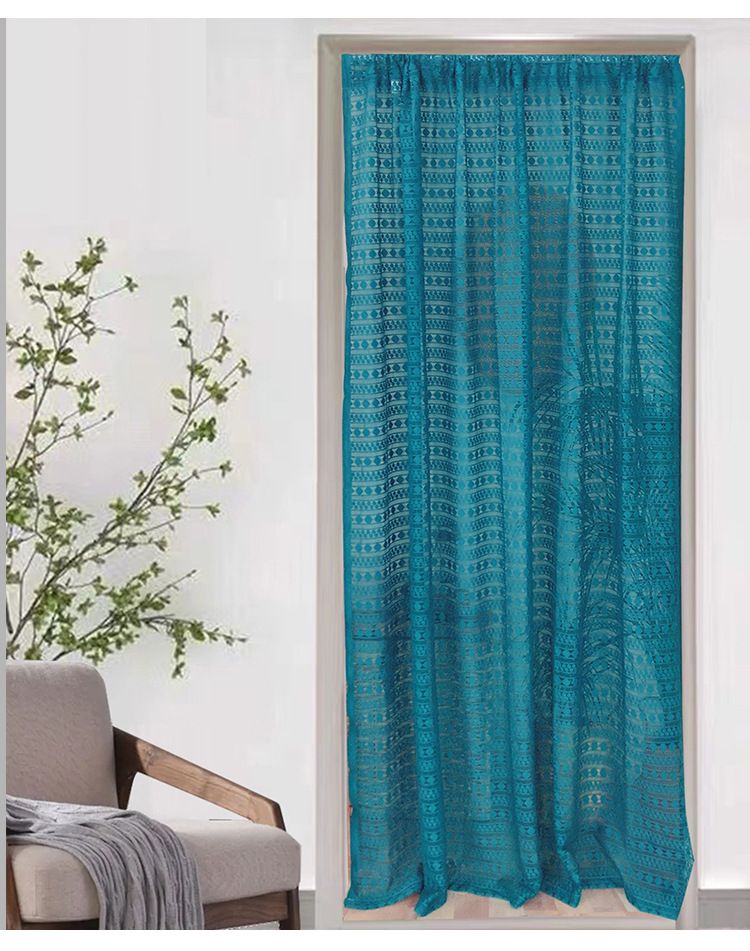 Blue Dot Lace Door Curtain – Elegant Sheer Panel For Living Room & Bedroom (150x200cm, American Style)_voghion.com