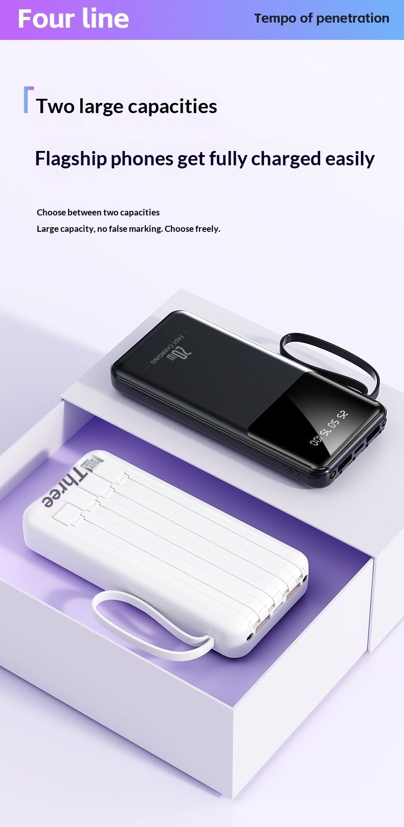 3C Certified Built-in Cable Large Capacity Bank 20000mAh Portable Fast Charging Mobile Power Supply Custom_voghion.com