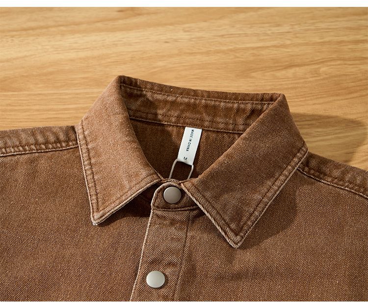 Herren-Hemdjacke aus schwerem Denim – 100 % Baumwolle, Übergröße, Arbeitskleidung (M–XXXL)_voghion.com