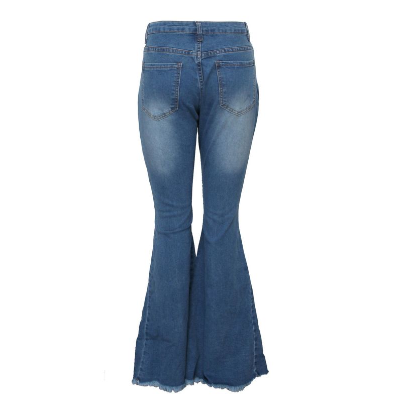 Women's clothing HSF2347 fashion versatile wide-leg washed stretch denim bell-bottom pants_voghion.com