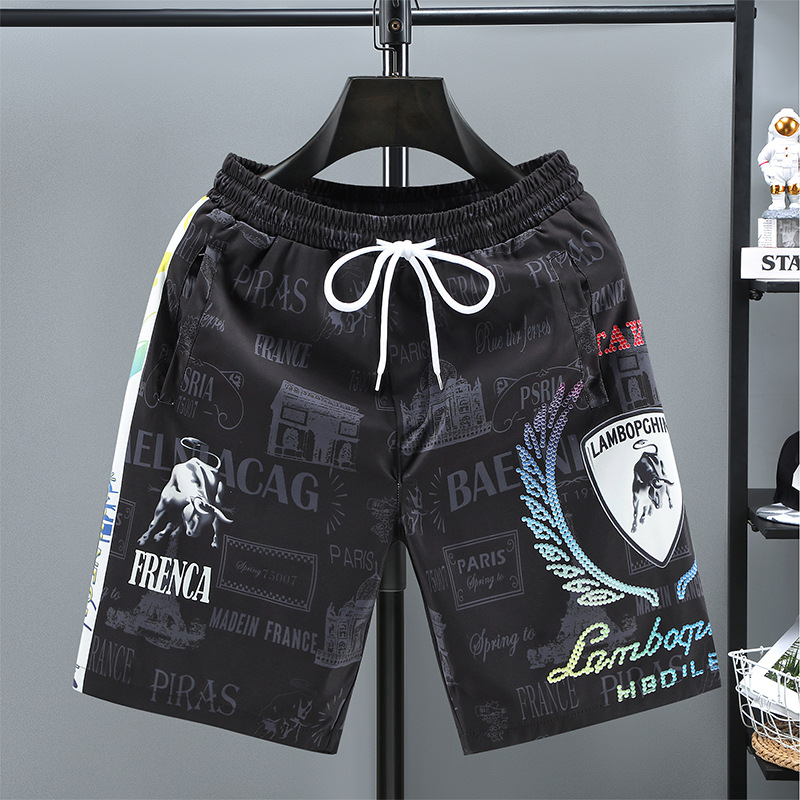 Couple Quick Drying Shorts Men's Summer Printed Beach Pants Thin Pants Men's Casual Capris_voghion.com
