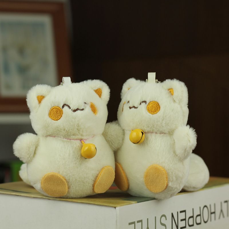 Adorable Plush Mini Cat Toy Cute Stuffed Animal Keychain Bag Beige Charm Brown_voghion.com
