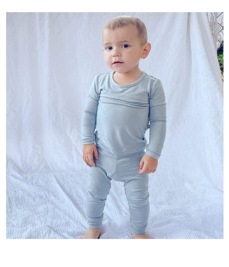 Çocuk Bambu Elyaf Bebek Paçalı Don Seti Kız Ve Erkek İç Giyim Taban Pijama Çocuk Ev Giyim_voghion.com