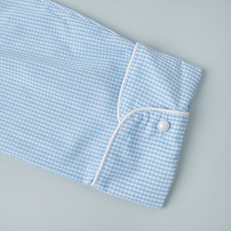 Women's Long Sleeve Pajama Set 100% Cotton Soft Sleepwear Loungewear V-Neck Plaid Print Home Outfit_voghion.com