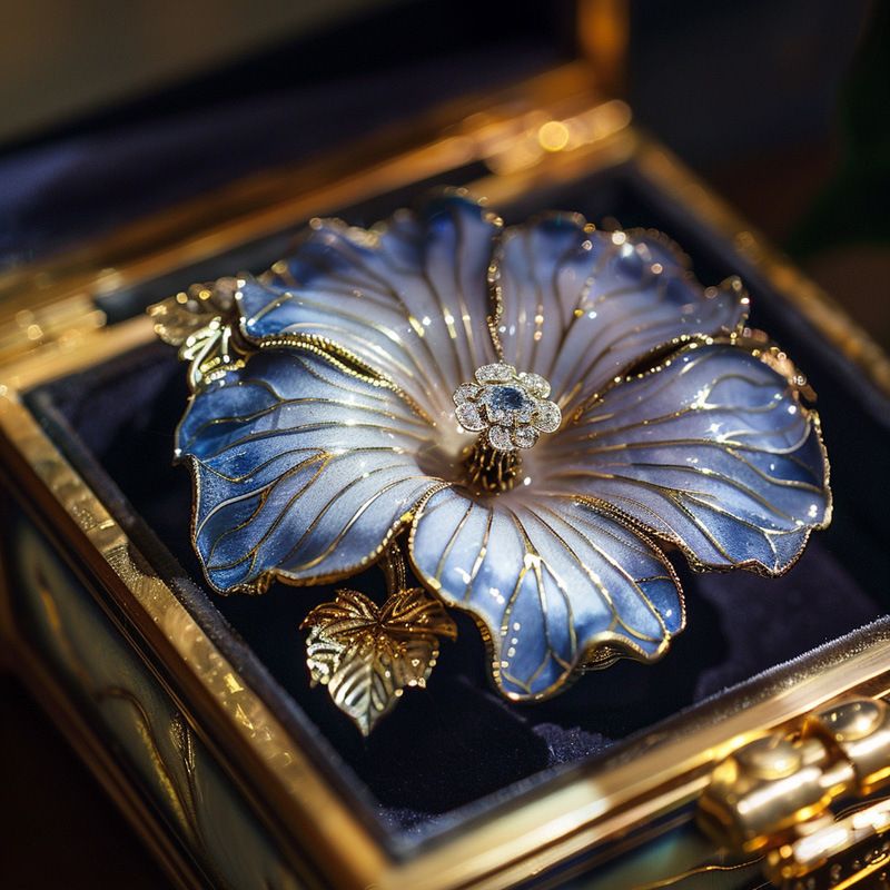 Spilla originale a forma di fiore di ipomea, accessorio per abbigliamento dipinto in smalto pastorale_voghion.com