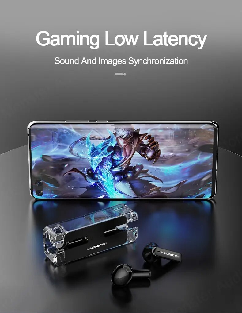 Monster xkt08 Gaming-Kopfhörer Wireless Bluetooth 5.0-Kopfhörer mit geringer Latenz Rauschunterdrückung Ohrhörer Sport-Kopfhörer Headset-Mikrofon_voghion.com