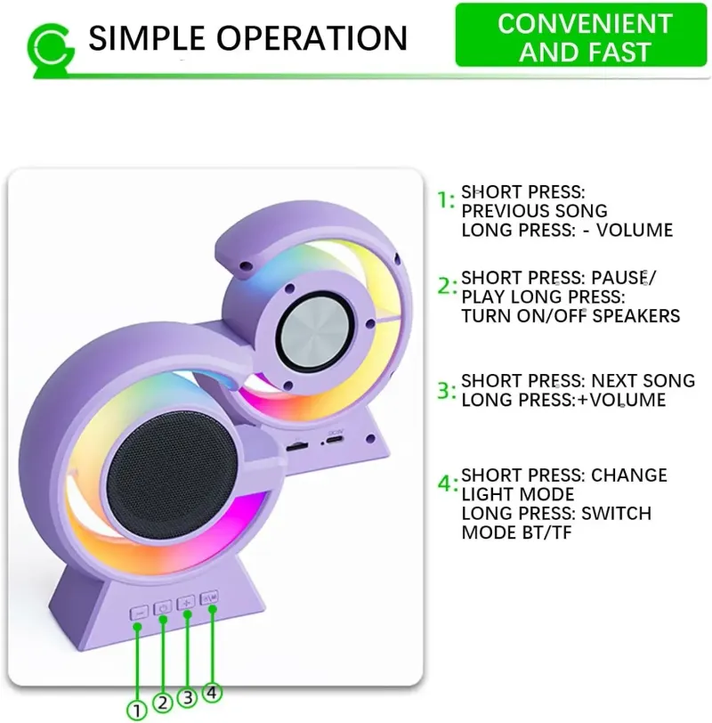 Bluetooth Speakers 3D Stereo Surround Sound Column Beautifully Designed Color Bluetooth Speaker Good For Hiking_voghion.com