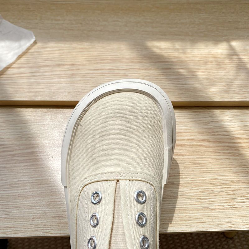 Mango Wide Big Toe Canvas For Women Summer New Breathable White Sneakers Flat Versatile Slip-On Women's Shoes_voghion.com