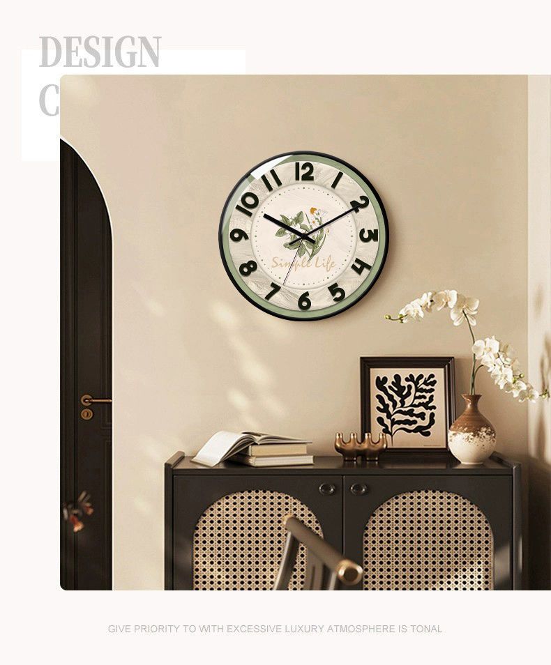 Orologio decorativo al quarzo silenzioso creativo moderno semplice da parete in stile vintage francese, serie Forest, per soggiorno_voghion.com