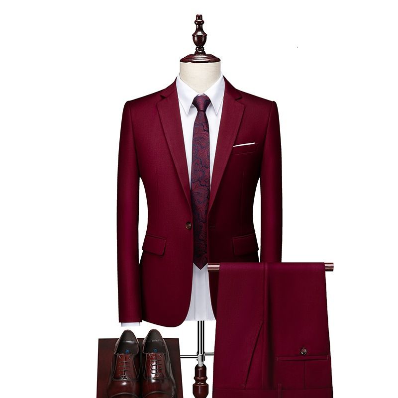 CT 2025 Spring Autumn New Men's Business Slim Fit Notched Lapel Suit Two-Piece Pocket Decoration Plus Size Tuxedo Set_voghion.com