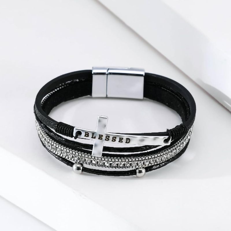 Fesciory Leopard Bracelet For Women, Boho Leather Wrap Multi-Layer Pearl Crystal Bracelet Bangle Jewelry_voghion.com