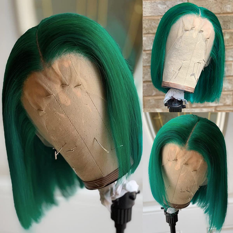 100% human hair, smooth, straight, short bob, 13*4 lace front, can be permed, dyed, and can be styled in any way_voghion.com