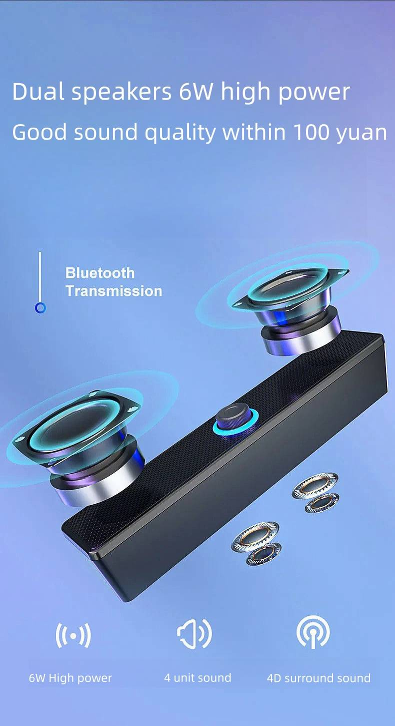 Počítačový audio stolní domácí malý reproduktor duální reproduktory velký objem notebook stolní počítač dlouhý pás Bluetooth těžký subwoofer_voghion.com