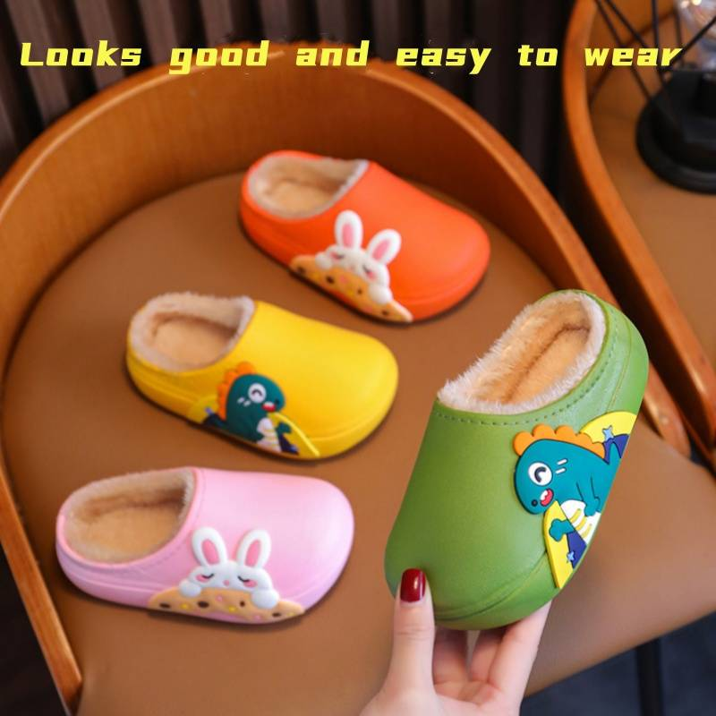 Pantofole in cotone per bambini, invernali, da interno, antiscivolo, calde, per ragazzi e ragazze, impermeabili, con suola morbida, per la casa, per neonati, pelose, scarpe in cotone_voghion.com