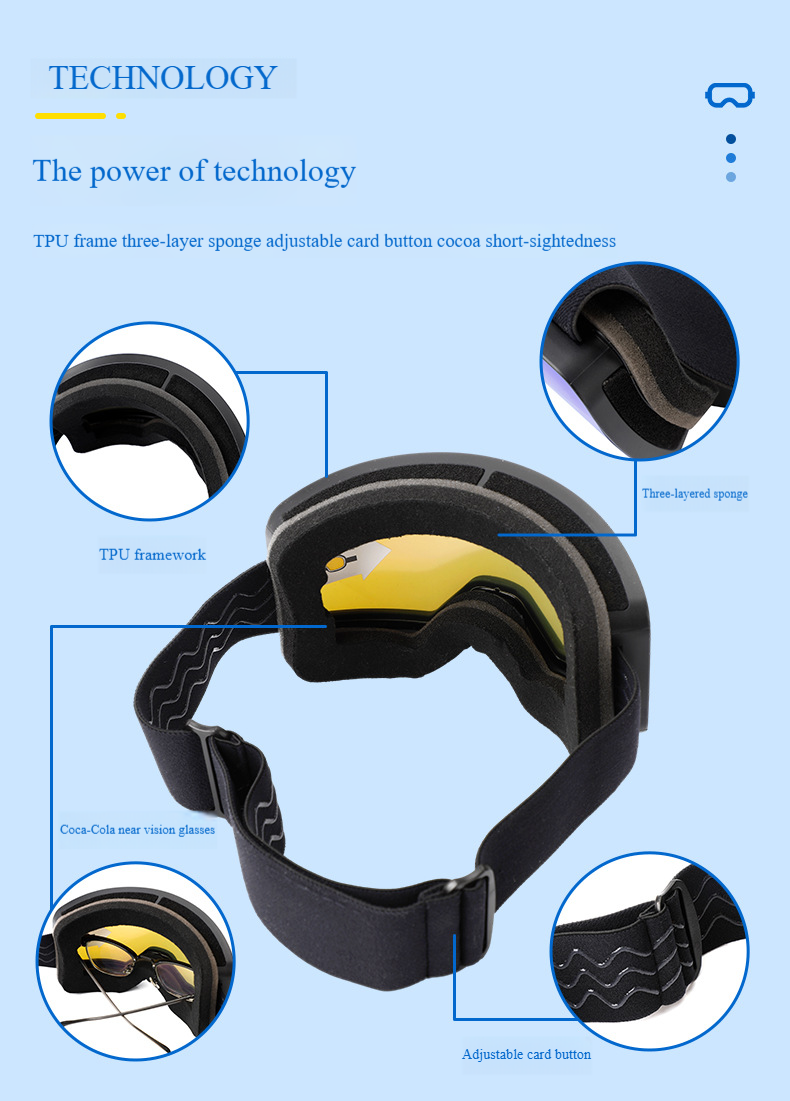 Unisex lyžařské brýle PC válcové lyžařské brýle Lyžařské brýle Sportovní lyžařské brýle_voghion.com
