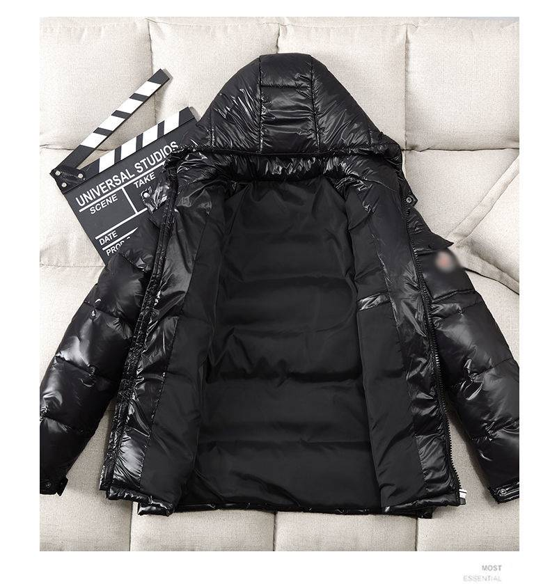 Dunrock Bright Face Trend Hooded Kort Tjock Winter Bomber Shiny Puffer herrjacka_voghion.com